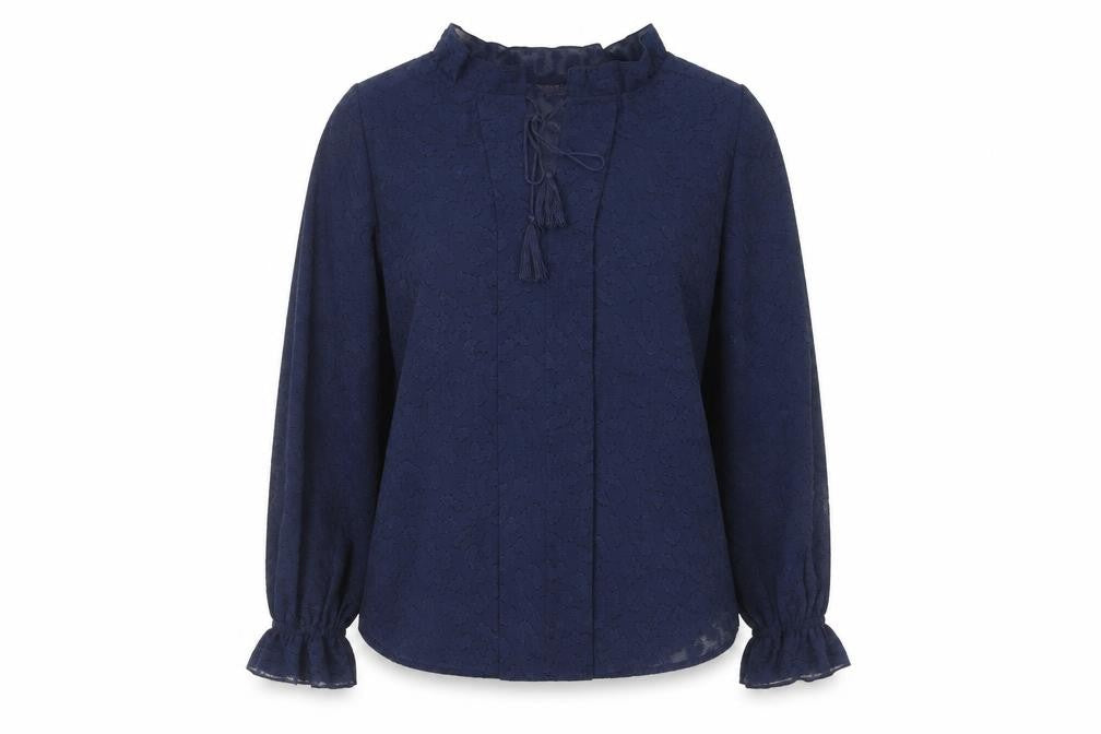 Marks and Spencer Womens Blue Animal Print Polyester Basic Blouse Size 8 V-Neck