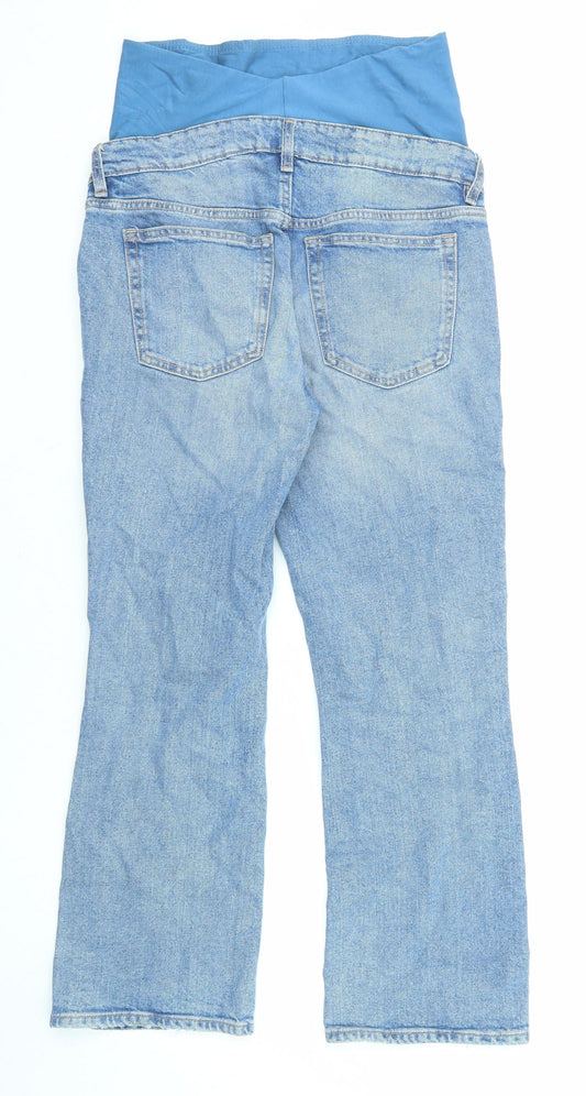 H&M Womens Blue Cotton Straight Jeans Size S L26 in Regular Zip