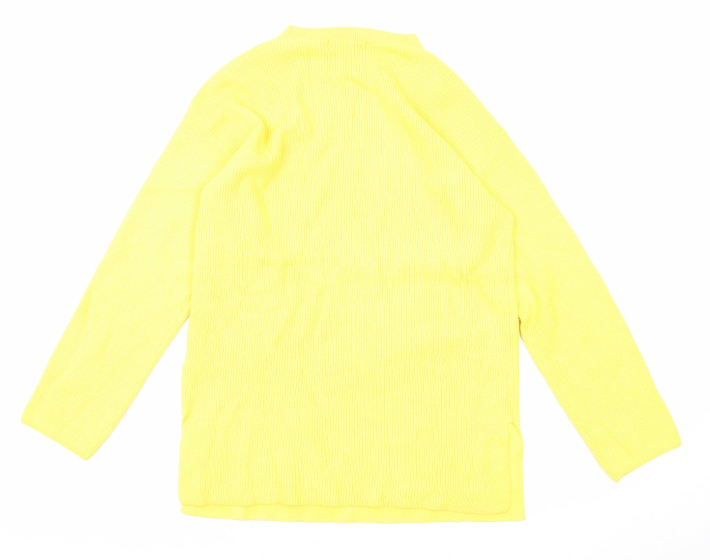 Marks and Spencer Womens Yellow Mock Neck Viscose Pullover Jumper Size M - Ribbed