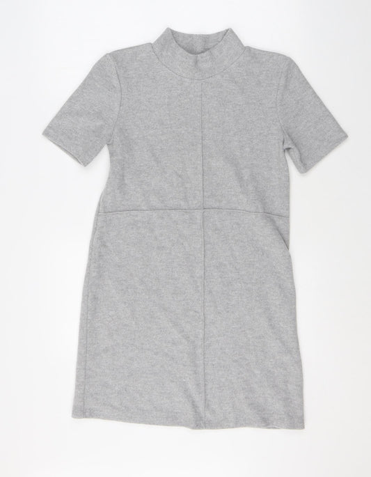 Zara Womens Grey Polyester A-Line Size S Mock Neck Pullover