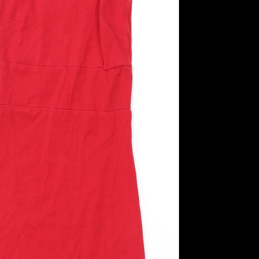 Miss Selfridge Womens Red Cotton Shift Size 8 Round Neck Pullover