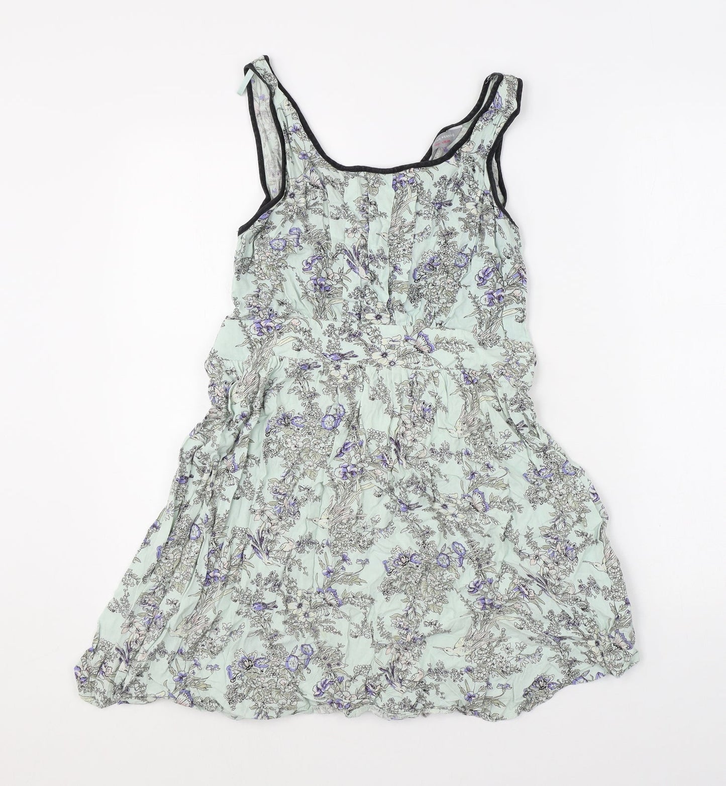 Dorothy Perkins Womens Blue Floral Viscose Basic Tank Size 12 Scoop Neck