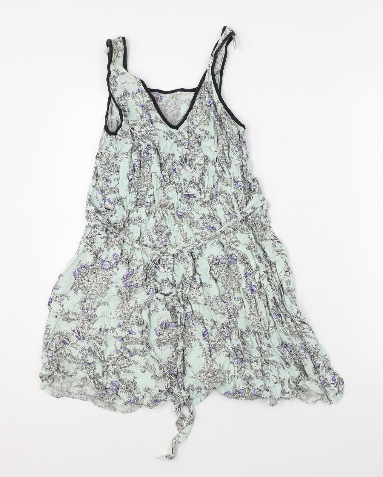Dorothy Perkins Womens Blue Floral Viscose Basic Tank Size 12 Scoop Neck