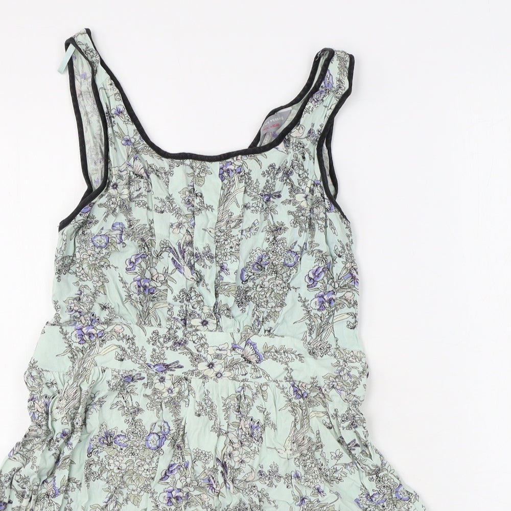 Dorothy Perkins Womens Blue Floral Viscose Basic Tank Size 12 Scoop Neck