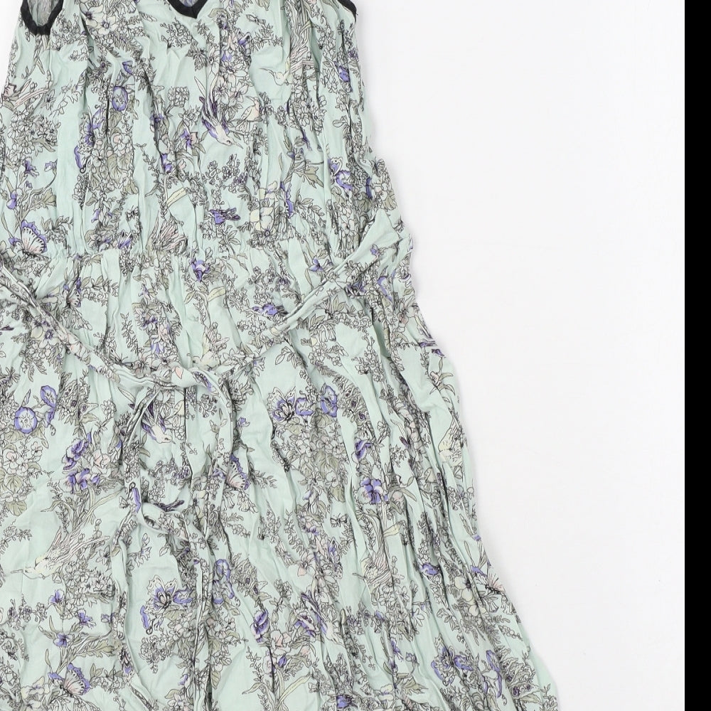 Dorothy Perkins Womens Blue Floral Viscose Basic Tank Size 12 Scoop Neck