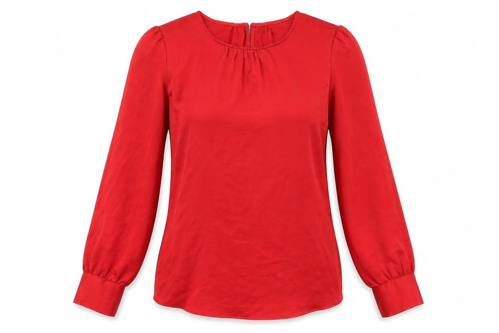 Per Una Womens Red Polyester Basic Blouse Size 10 Round Neck