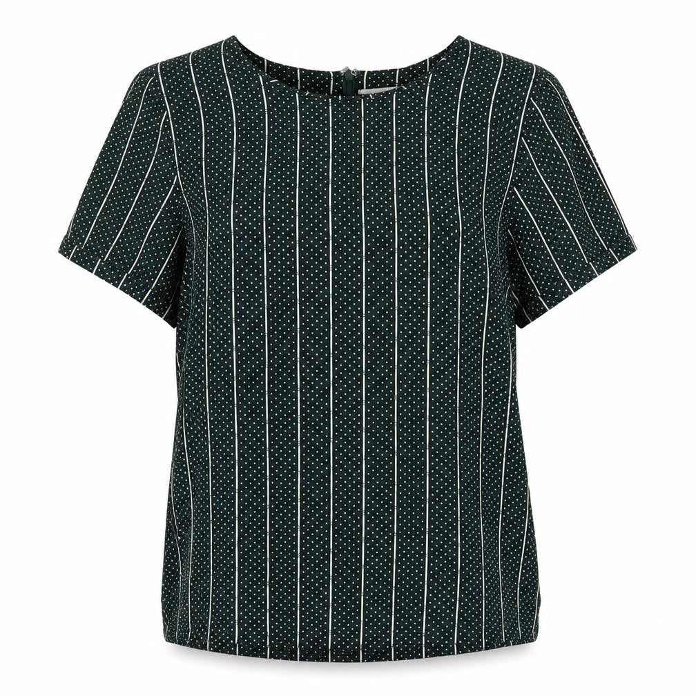 Moves Womens Green Striped Viscose Basic Blouse Size 6 Boat Neck