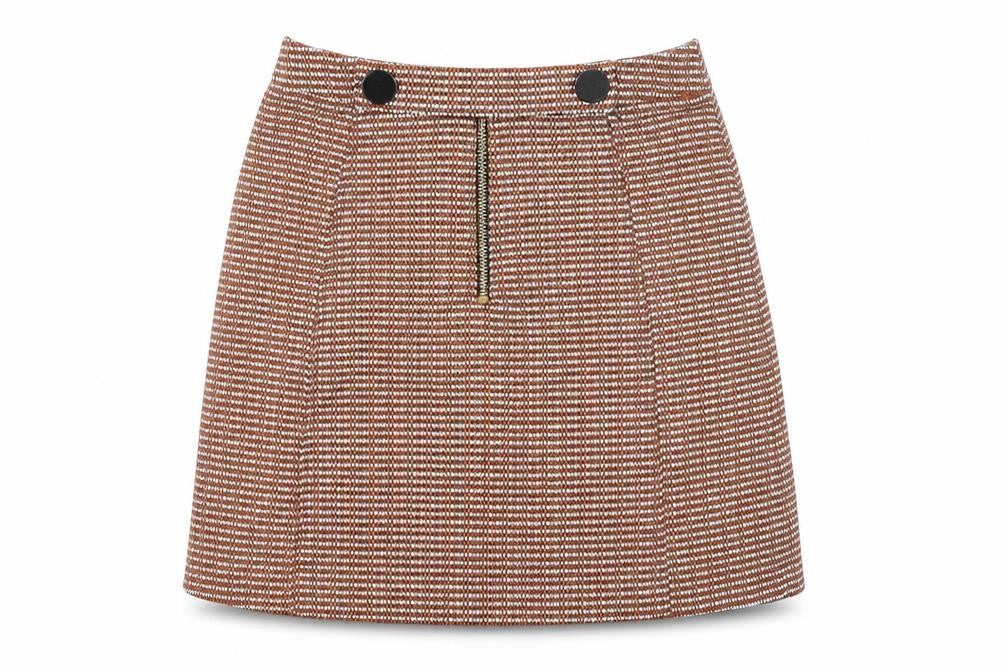 Topshop Womens Ivory Geometric Polyester A-Line Skirt Size 6 Zip