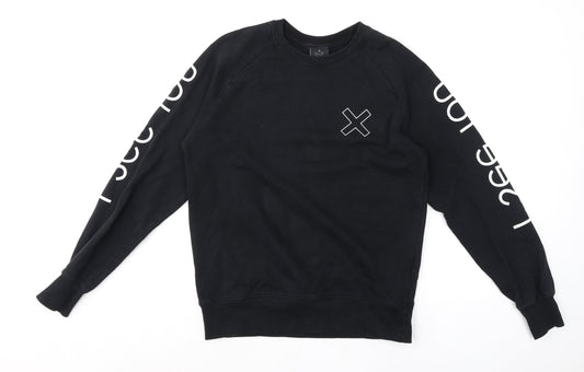 Earth Positive Mens Black Cotton Pullover Sweatshirt Size S