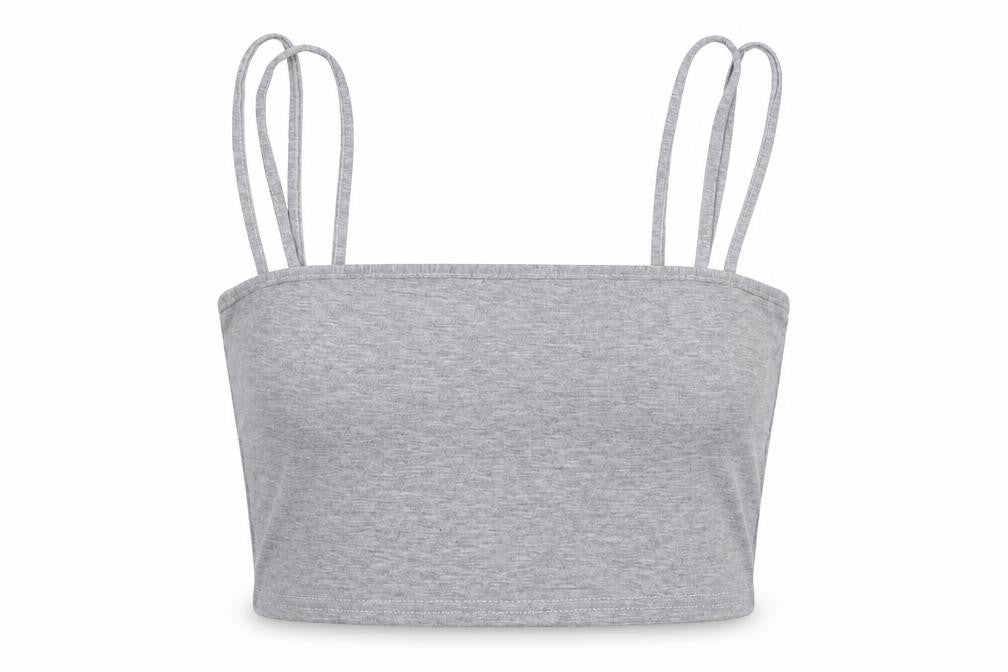 PRETTYLITTLETHING Womens Grey Viscose Cropped Tank Size 12 Square Neck