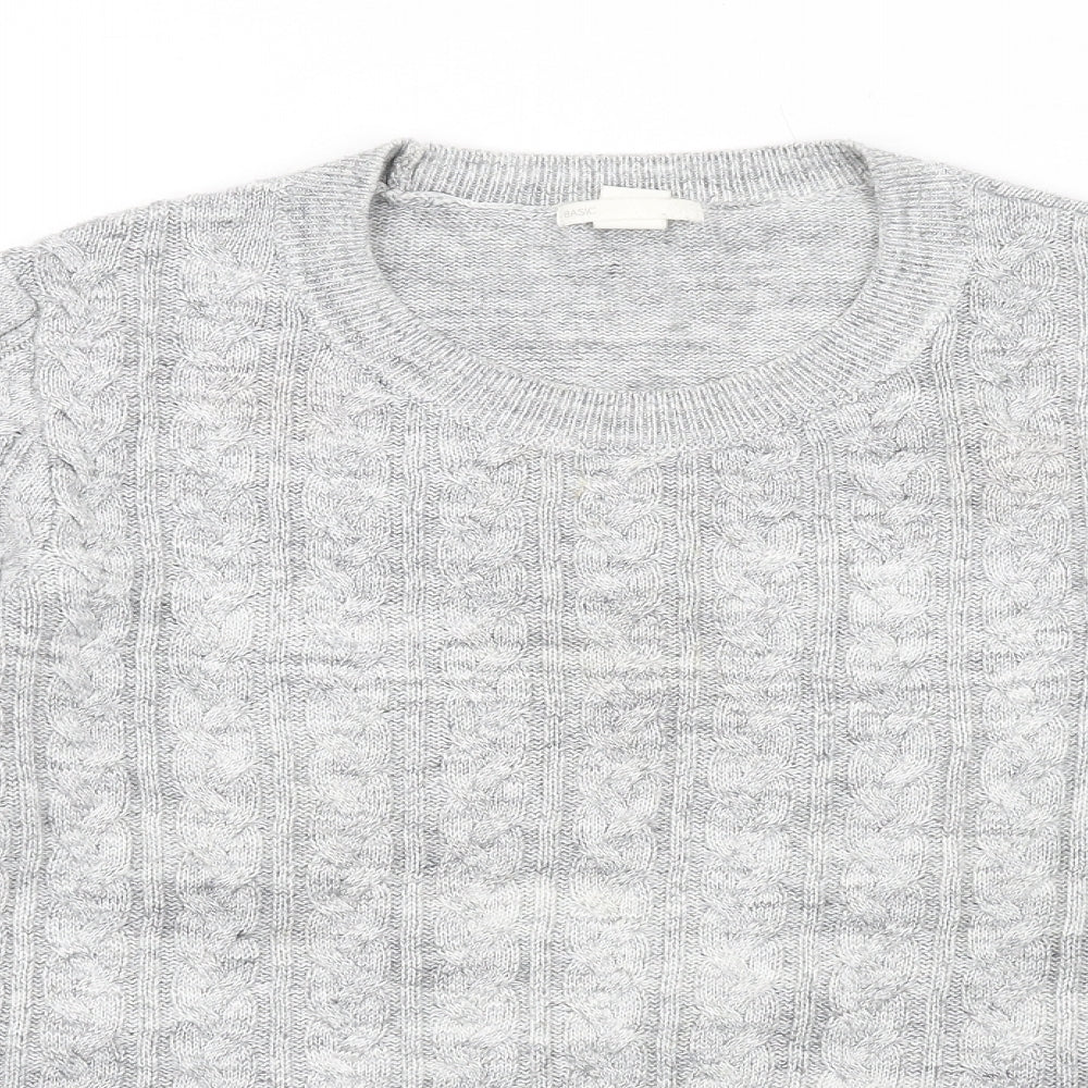 H&M Womens Grey Round Neck Acrylic Pullover Jumper Size L