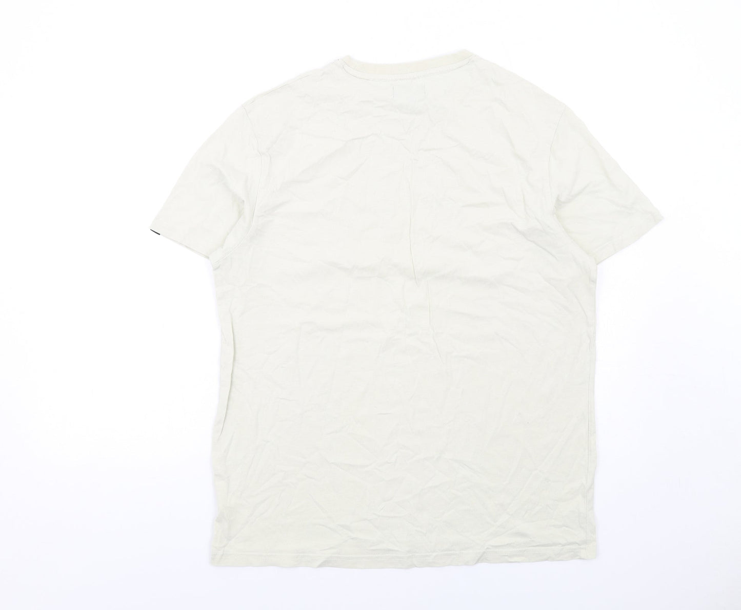 Kindred Womens Ivory Cotton Basic T-Shirt Size L Crew Neck