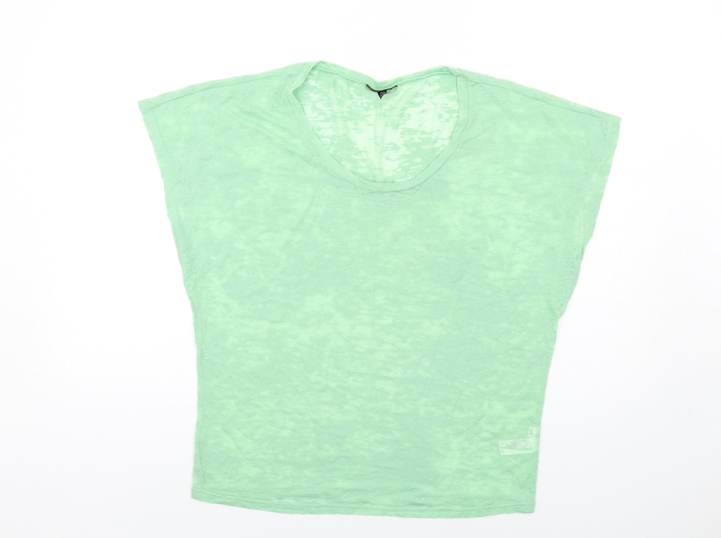 Topshop Womens Green Cotton Basic T-Shirt Size 8 Round Neck