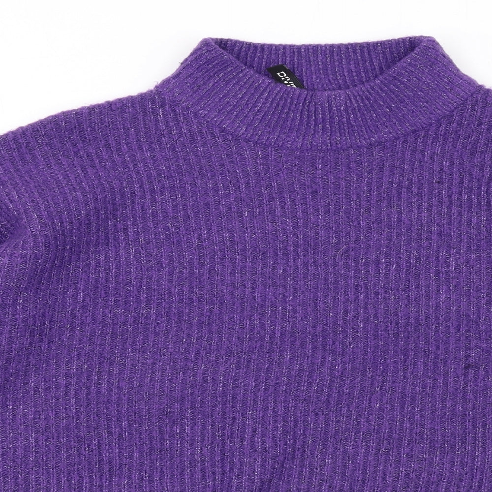 H&M Womens Purple Mock Neck Acrylic Pullover Jumper Size S