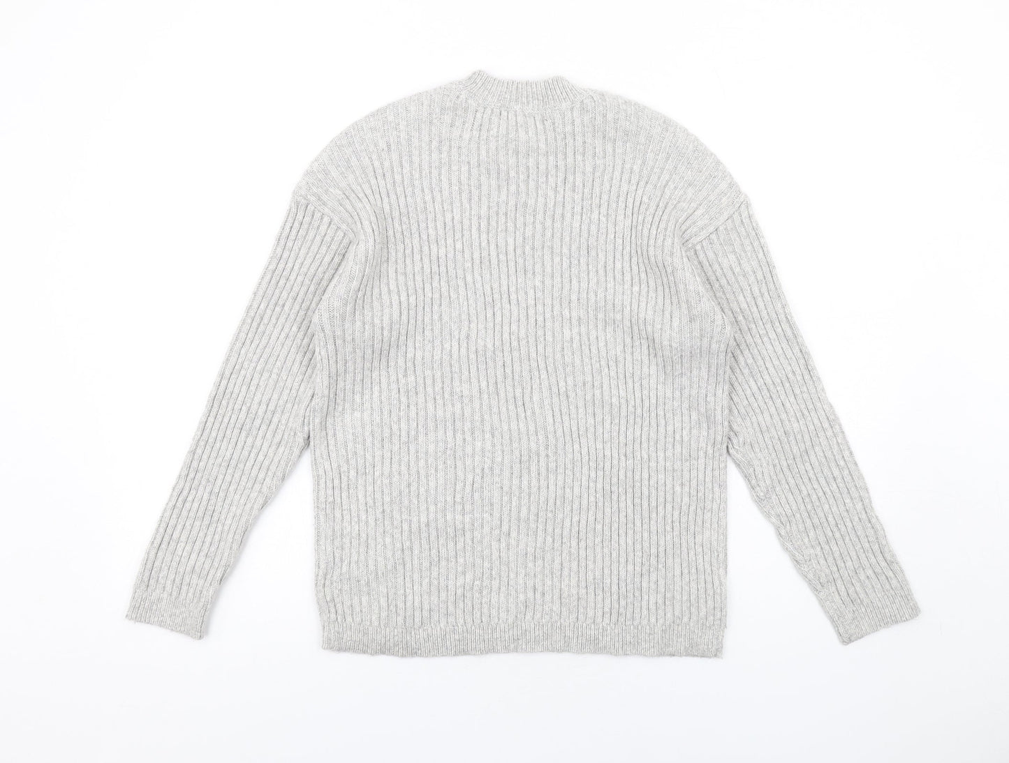 Marks and Spencer Womens Grey Mock Neck Polyester Pullover Jumper Size S