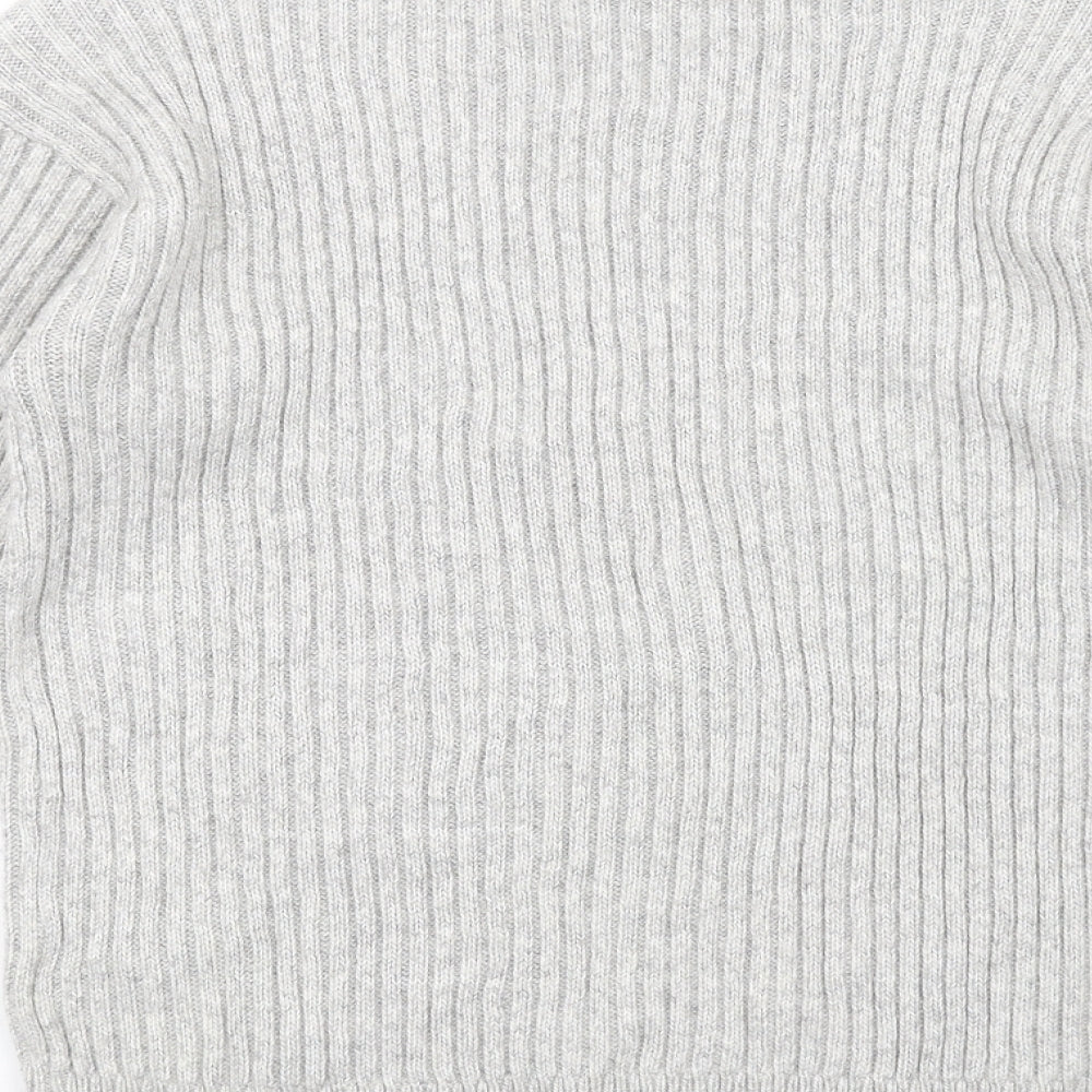 Marks and Spencer Womens Grey Mock Neck Polyester Pullover Jumper Size S