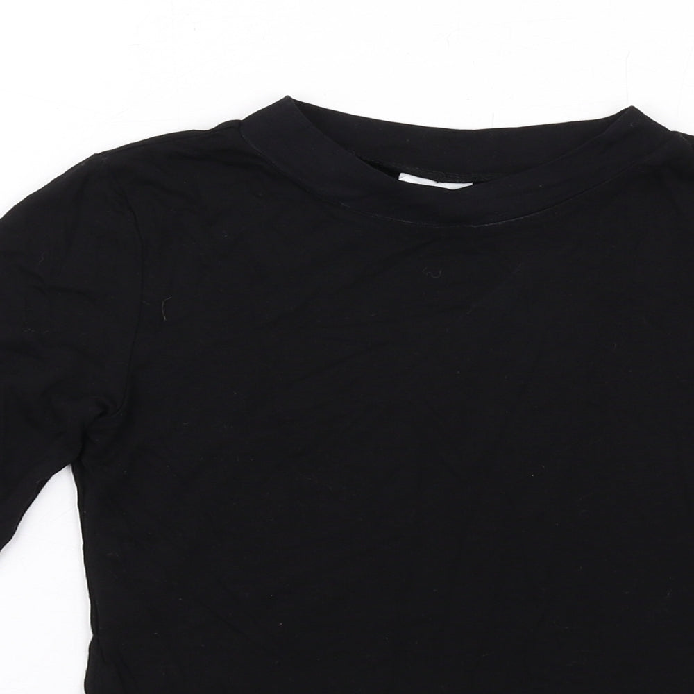 COLLUSION Womens Black Cotton Basic T-Shirt Size 4 Mock Neck