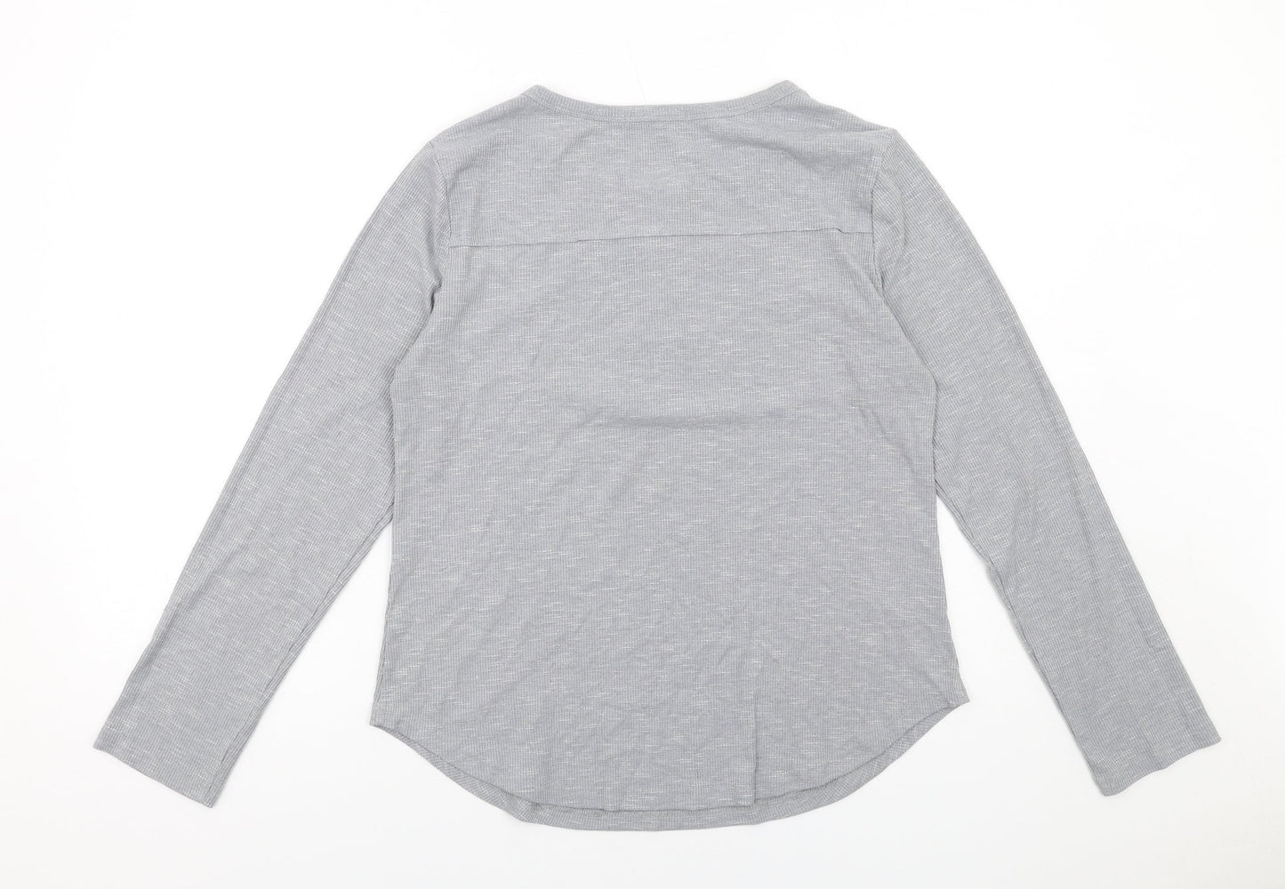 Reoria Womens Grey Viscose Basic T-Shirt Size L Round Neck