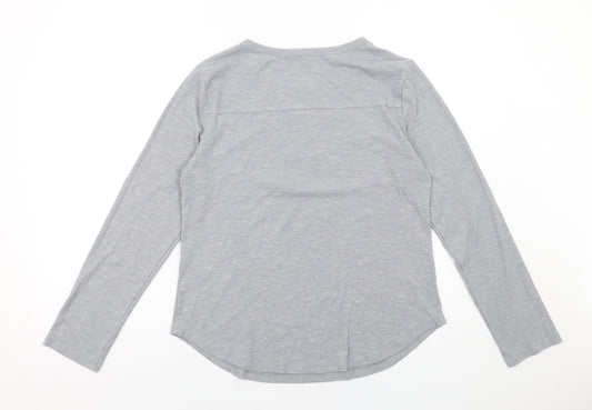 Reoria Womens Grey Viscose Basic T-Shirt Size L Round Neck