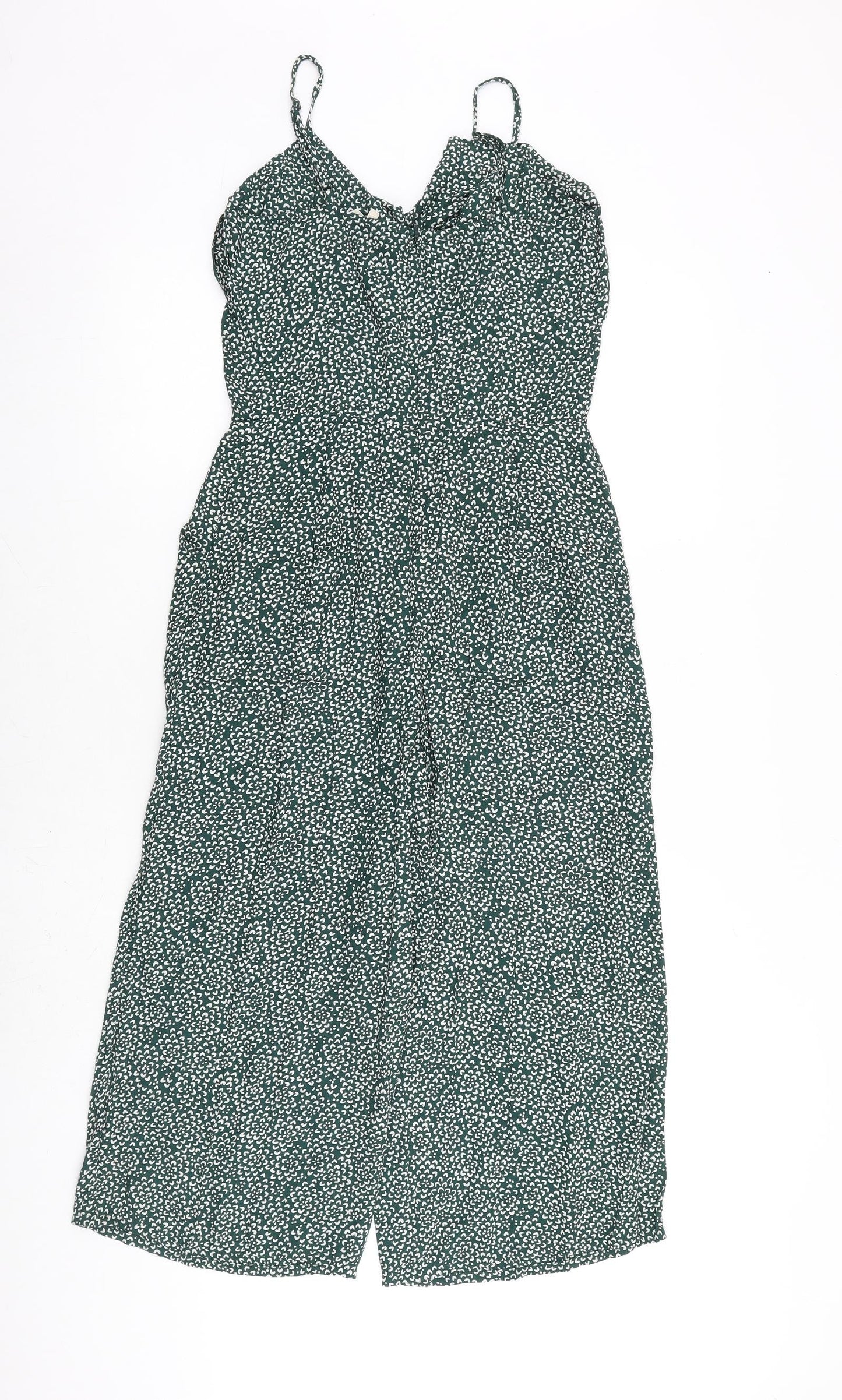 NEXT Womens Green Geometric Polyester Jumpsuit One-Piece Size 6 Zip