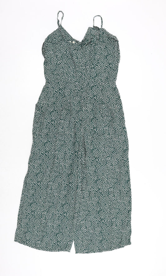 NEXT Womens Green Geometric Polyester Jumpsuit One-Piece Size 6 Zip