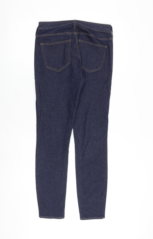 H&M Womens Blue Cotton Skinny Jeans Size 10 L28 in Regular Zip