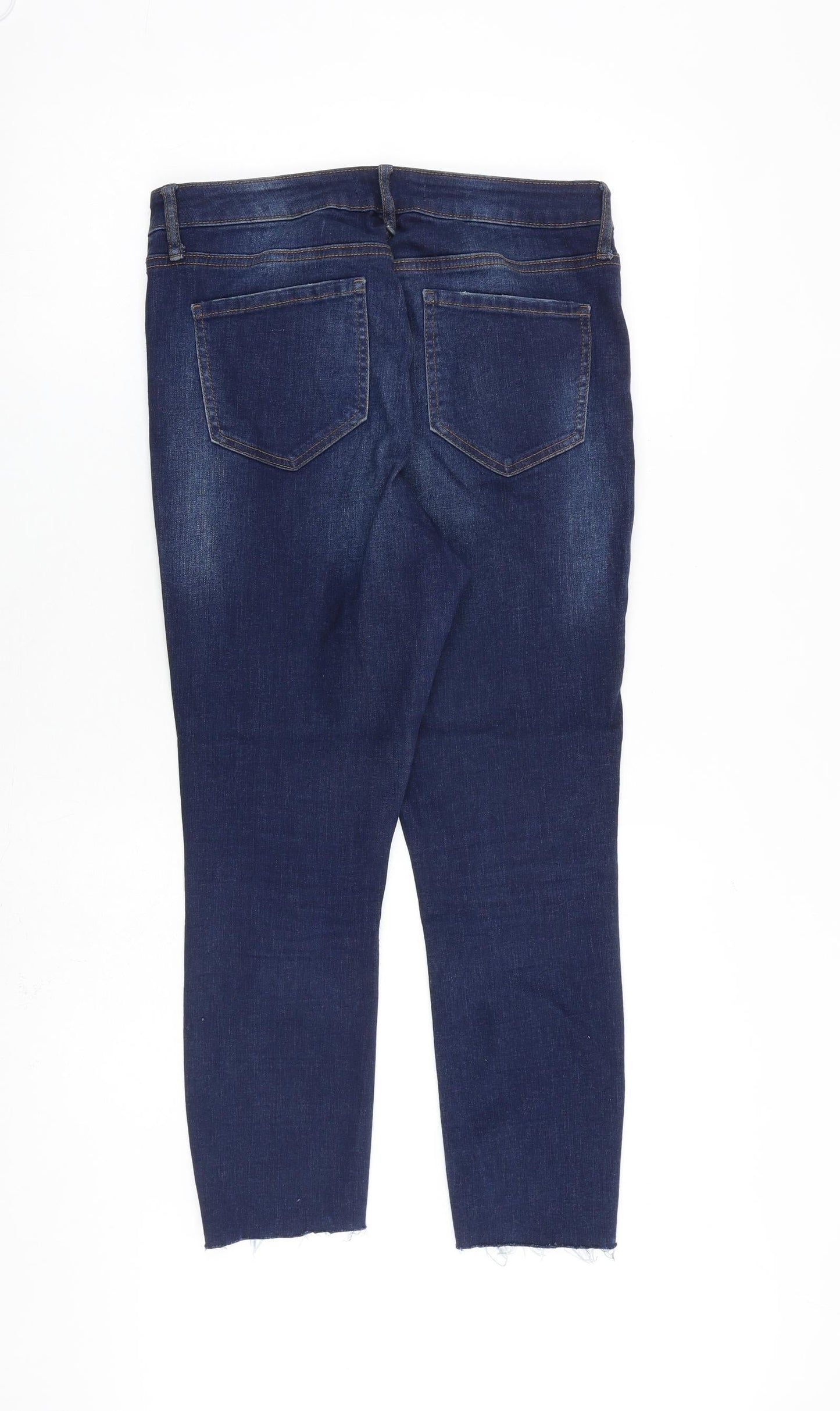 Denim & Co. Womens Blue Cotton Straight Jeans Size 12 L24 in Regular Zip