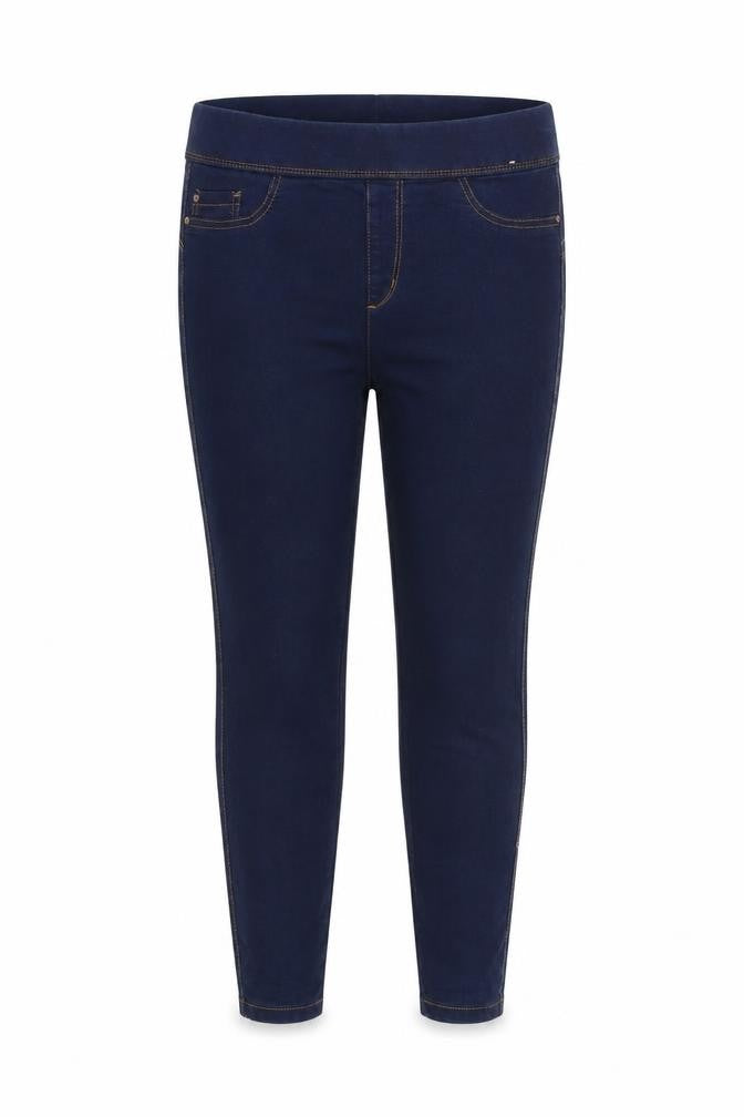 Front view of Denim & Co. women’s blue cotton jegging jeans, size UK 12, 25-inch leg regular