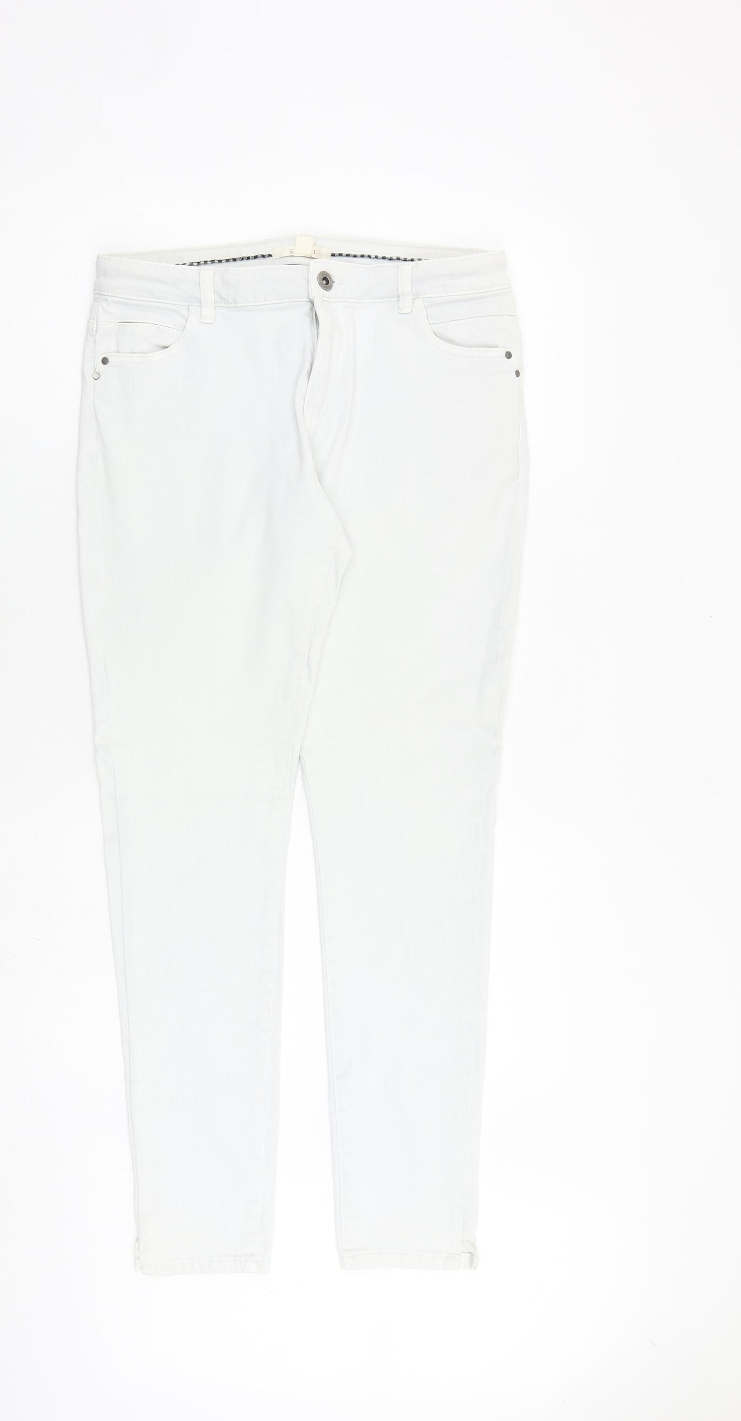 Spirit Womens Grey Cotton Skinny Jeans Size 14 L30 in Regular Zip