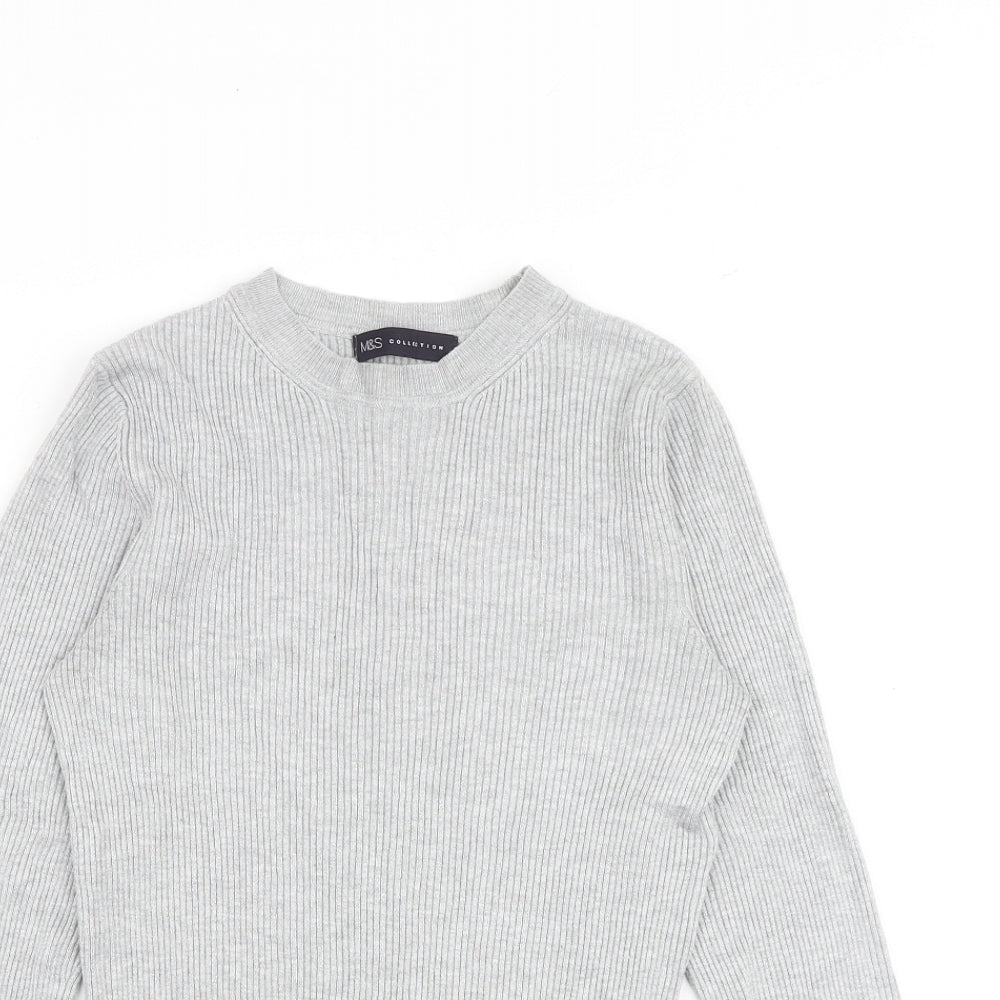 Marks and Spencer Womens Grey Round Neck Viscose Pullover Jumper Size 10