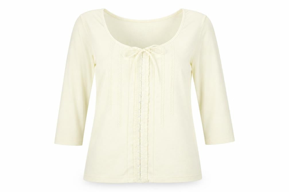 Bonmarché Womens Ivory Polyester Basic T-Shirt Size M Round Neck