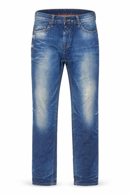 Pull&Bear Mens Blue Cotton Straight Jeans Size 32 in L32 in Regular Button