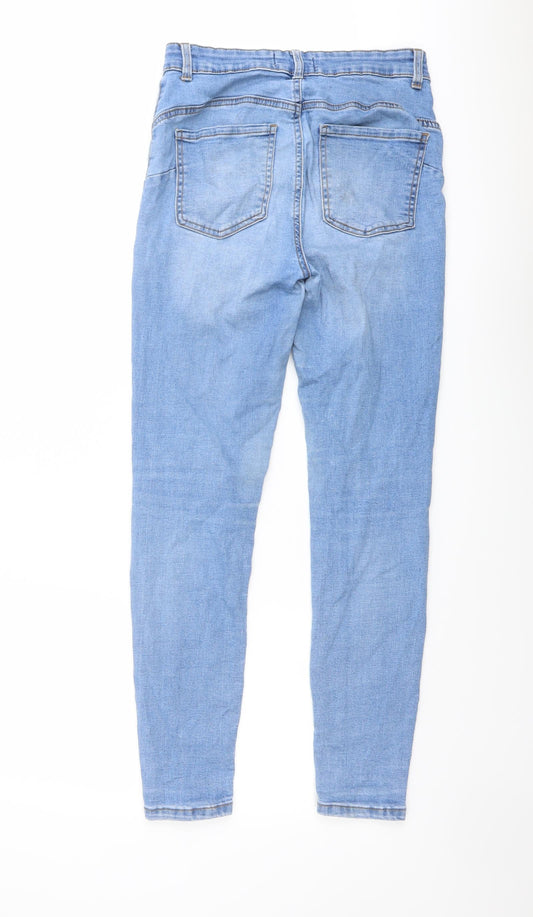 Denim & Co. Womens Blue Cotton Skinny Jeans Size 10 L28 in Regular Button