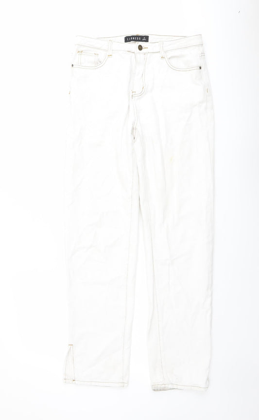 Lioness Womens Ivory Cotton Straight Jeans Size M L30 in Regular Button