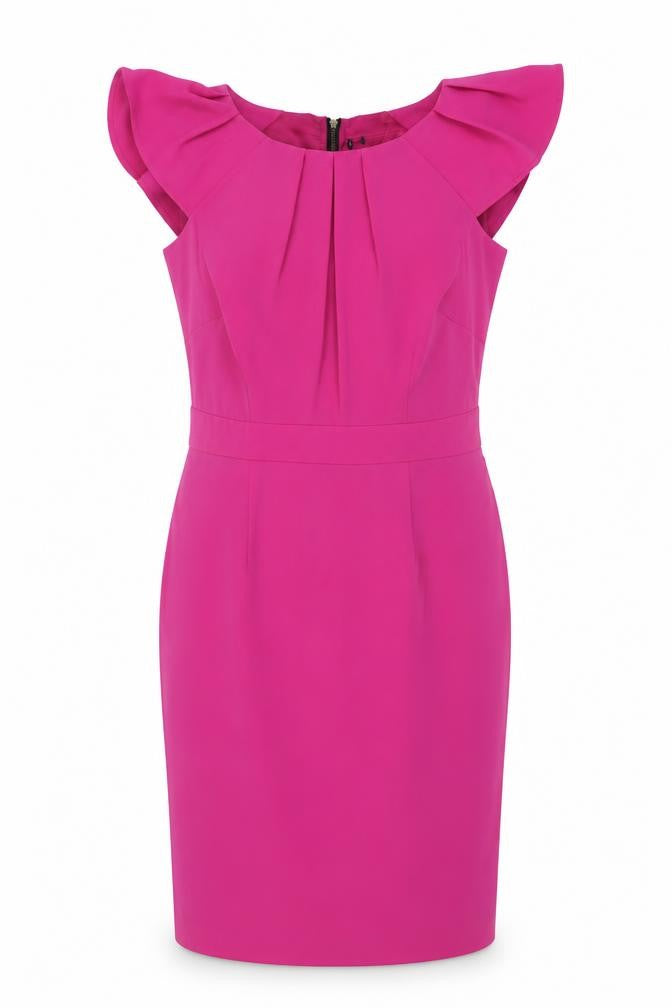 Marks and Spencer Womens Pink Polyester Shift Size 10 Boat Neck Zip