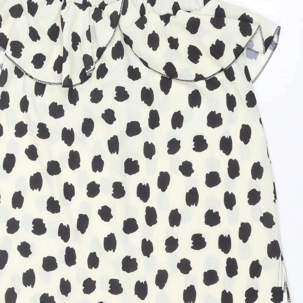Boohoo Womens Ivory Geometric Polyester A-Line Skirt Size 8