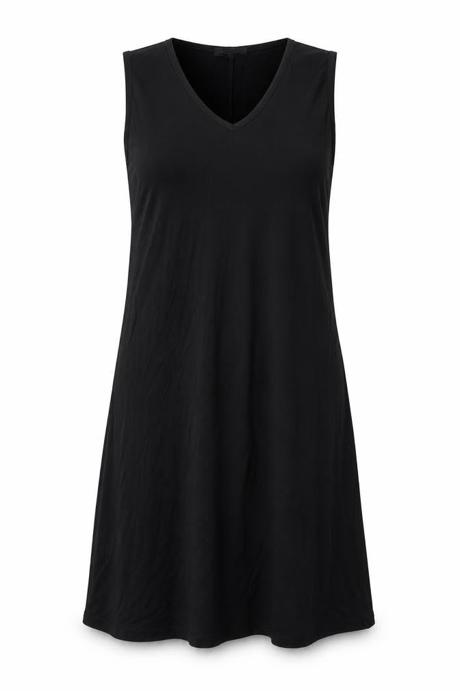 PRETTYLITTLETHING Womens Black Viscose Tank Dress Size 4 V-Neck Pullover