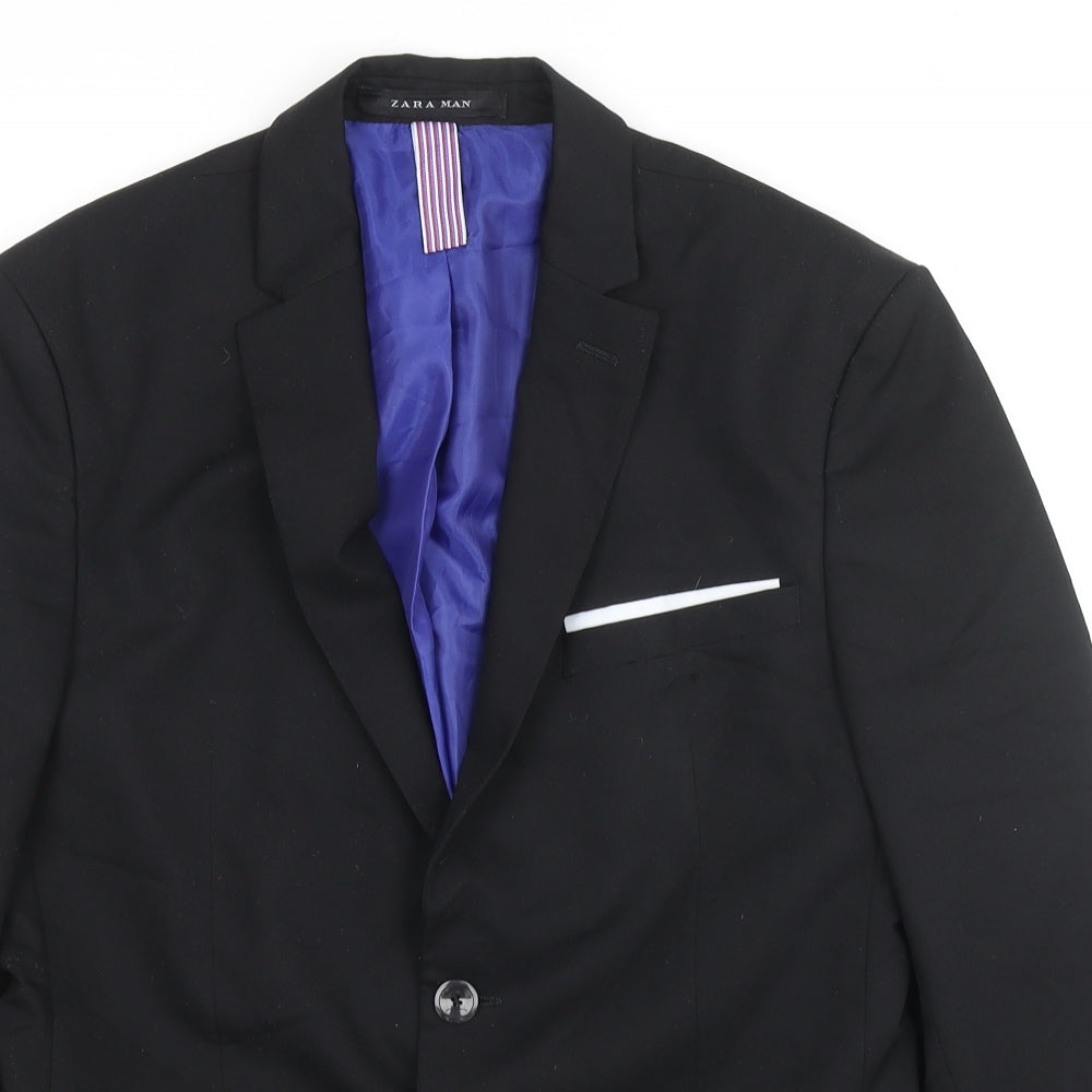 Zara Mens Blue Viscose Jacket Suit Jacket Size 36 Regular