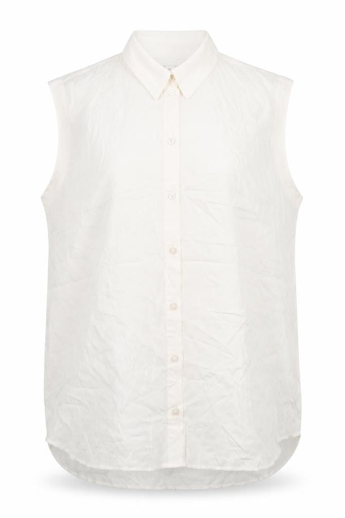 H&M Womens White Viscose Basic Button-Up Size M Collared