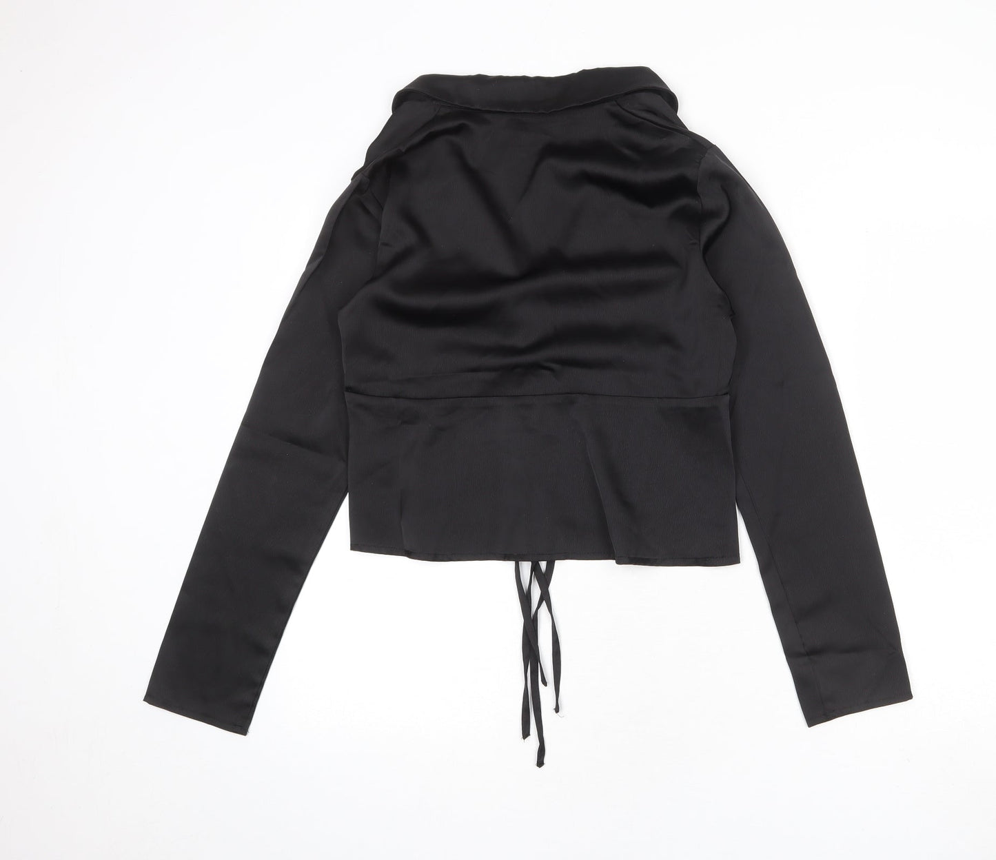 Missguided Womens Black Polyester Basic Blouse Size 8 Collared