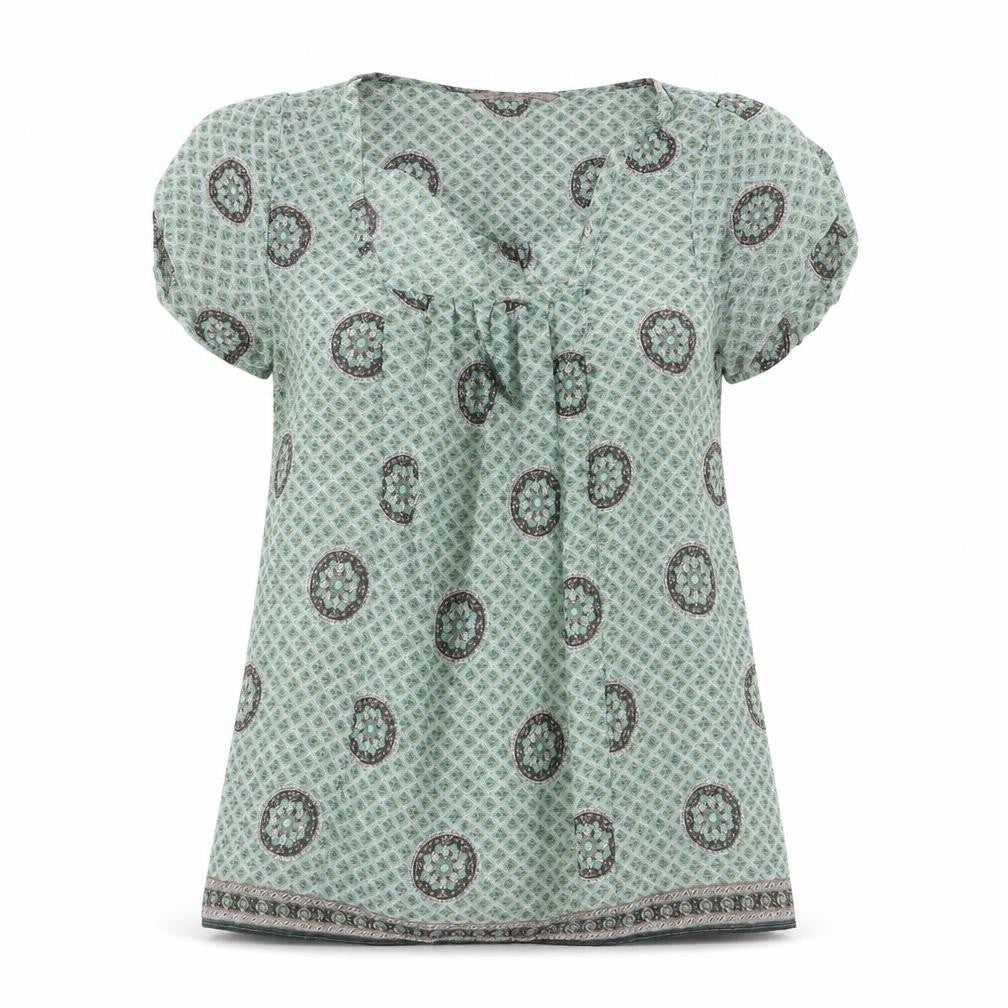 Zara Womens Multicoloured Geometric Polyester Basic T-Shirt Size S Square Neck