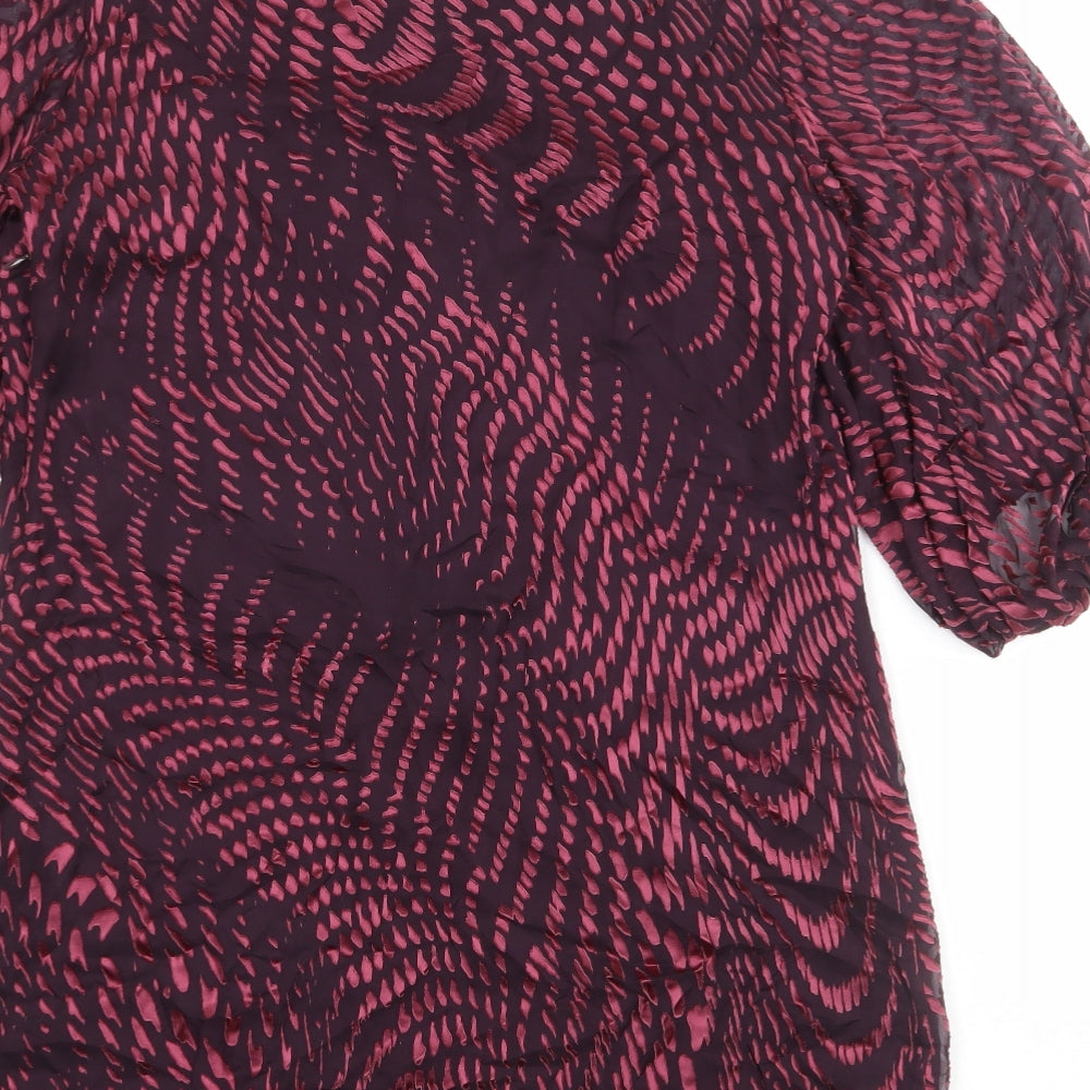 Fenn Wright Manson Womens Purple Geometric Acetate A-Line Size 16 Square Neck Zip