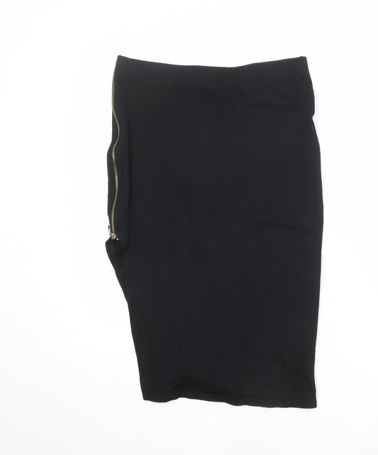 River Island Womens Black Viscose Straight & Pencil Skirt Size 8 Zip