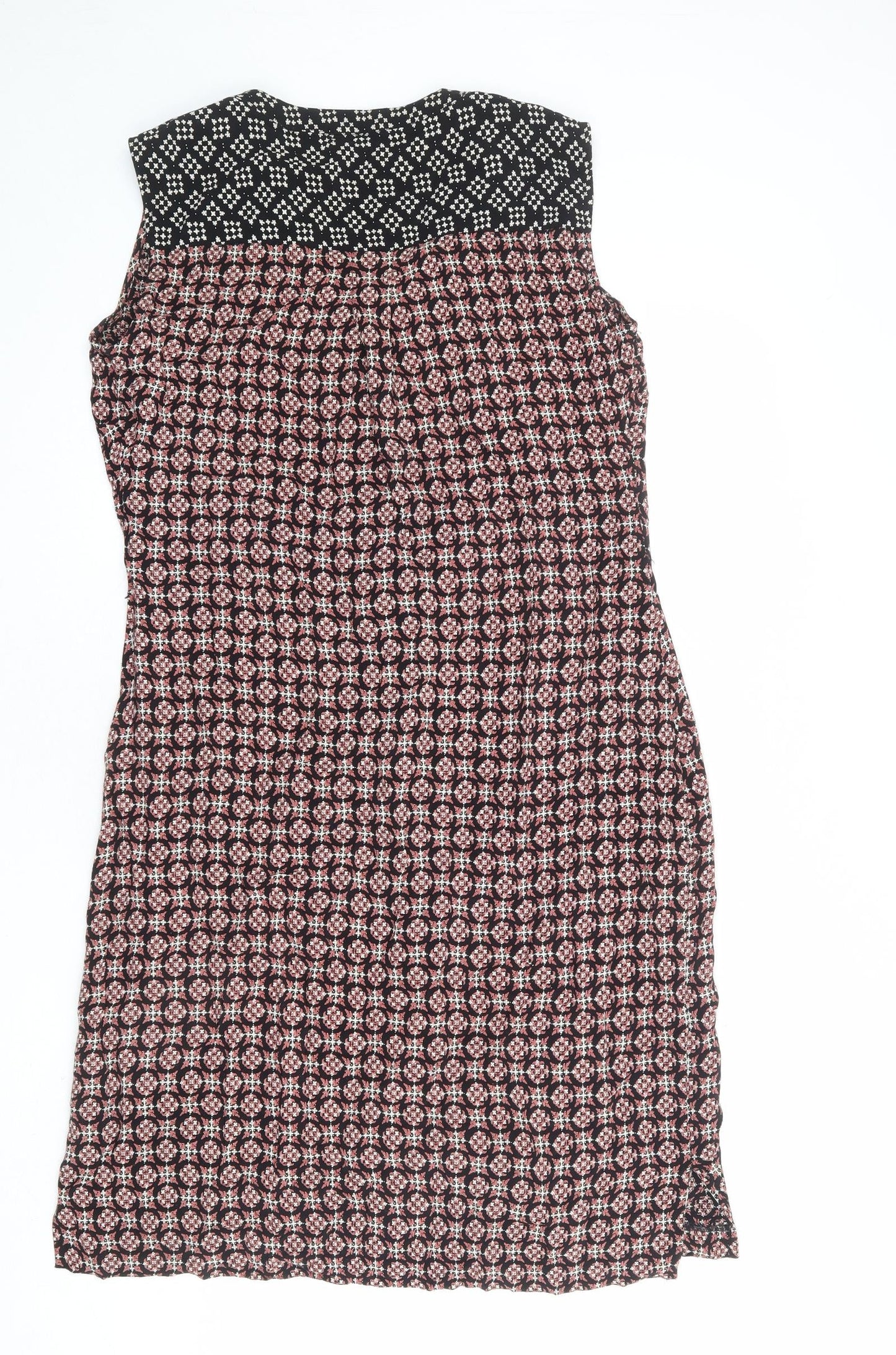 Per Una Womens Multicoloured Geometric Viscose A-Line Size 12 V-Neck Button