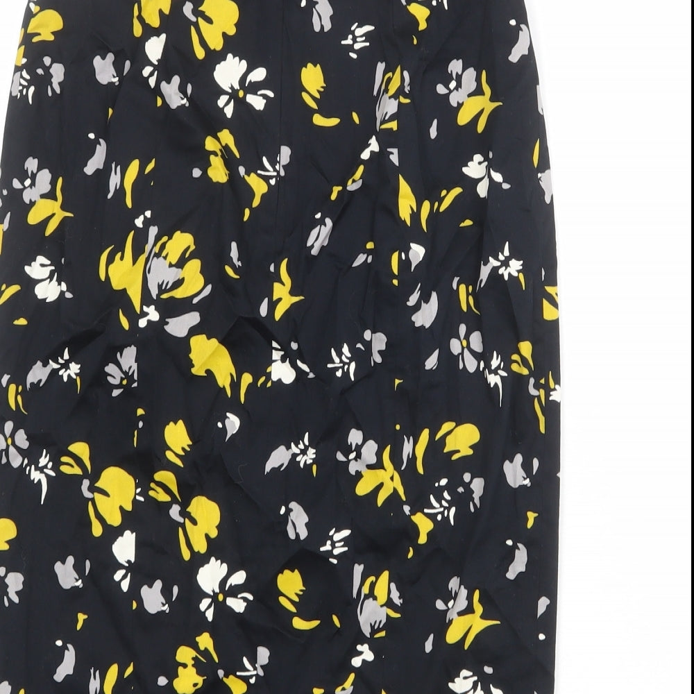 Great Plains Womens Black Geometric Cotton Straight & Pencil Skirt Size 8 Zip