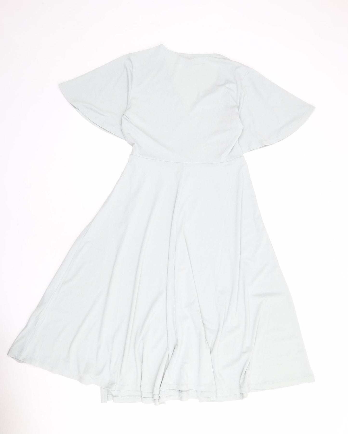 H&M Womens Blue Polyester Wrap Dress Size S V-Neck Tie - Butterfly Sleeves