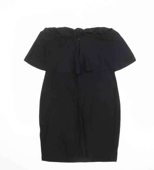 PRETTYLITTLETHING Womens Black Polyester Straight & Pencil Skirt Size 12 Zip - Peplum style