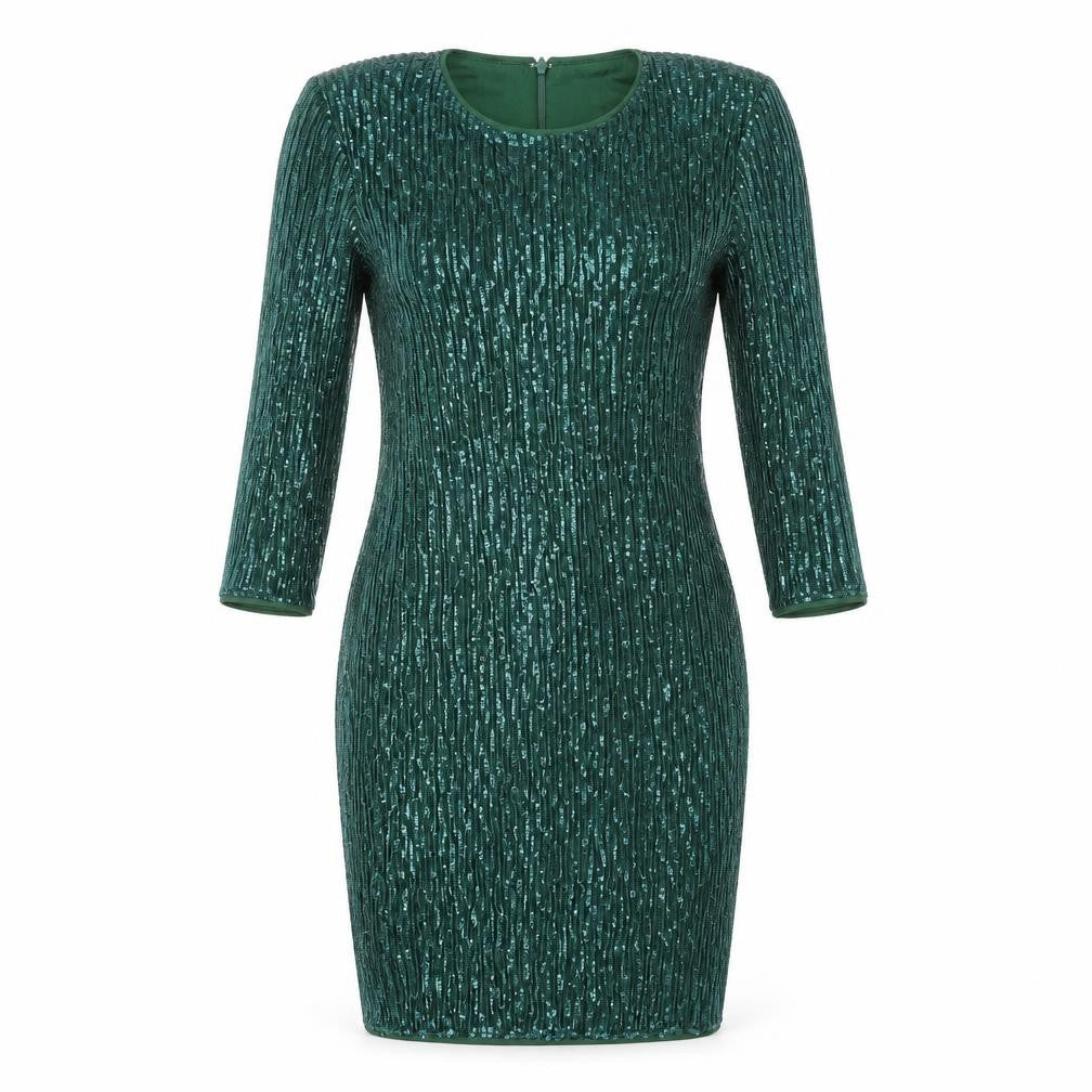 NLY Trend Womens Green Polyester Bodycon Size 8 Crew Neck Zip