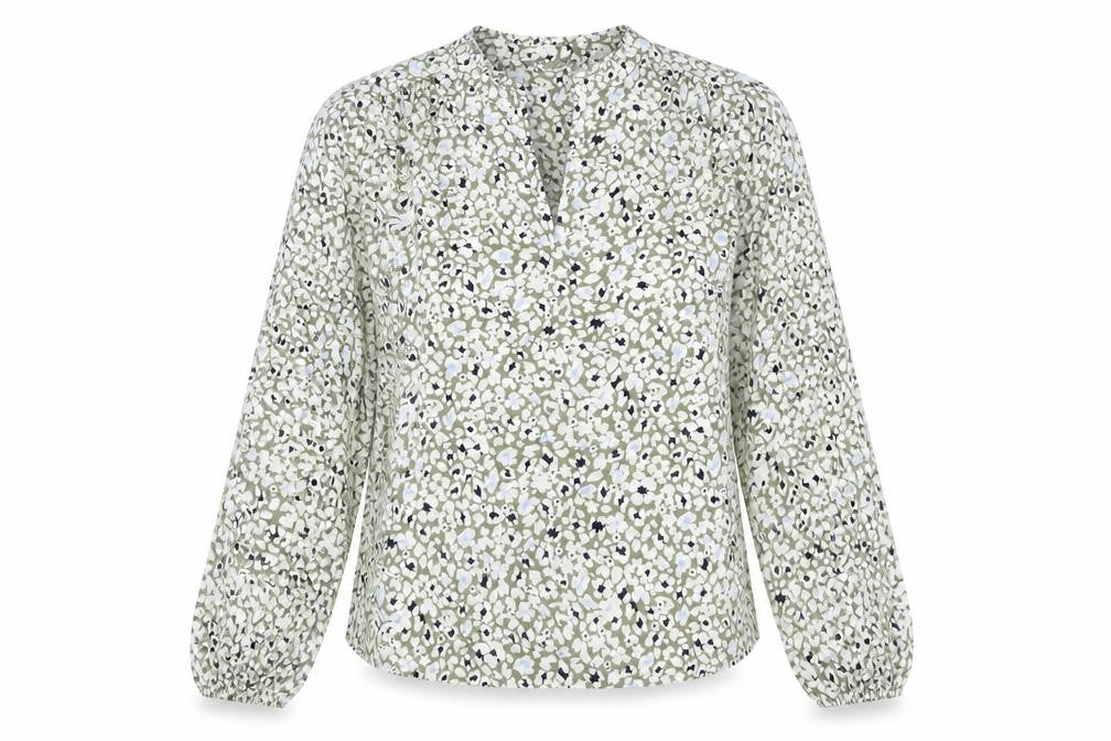 Marks and Spencer Womens Green Floral Viscose Basic Blouse Size 12 V-Neck