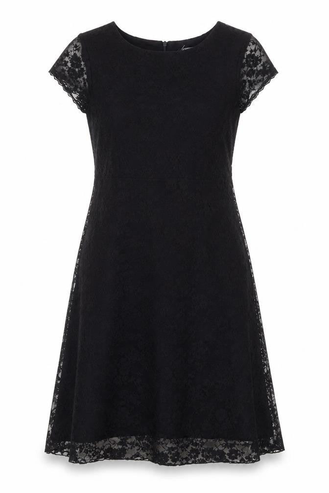 Front view of AMARANTO women’s black polyester a-line, size UK 10, boat neck pullover